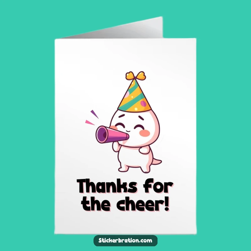 Excited Free Printable Party Hat Thank You Card - Noisemaker Downloadable & Print at Home