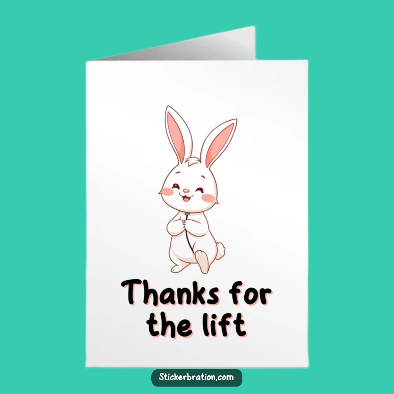 Free Printable Rabbit Balloon Thank You Card - Smiling Downloadable Gift for Sweet Gratitude