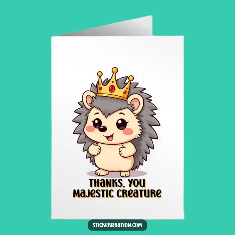 Free Printable Thank You Card: Royal Hedgehog Crown Downloadable Gift