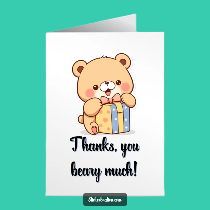 Free Printable Thanks Card: Bear's Gift of Gratitude! Downloadable Appreciation