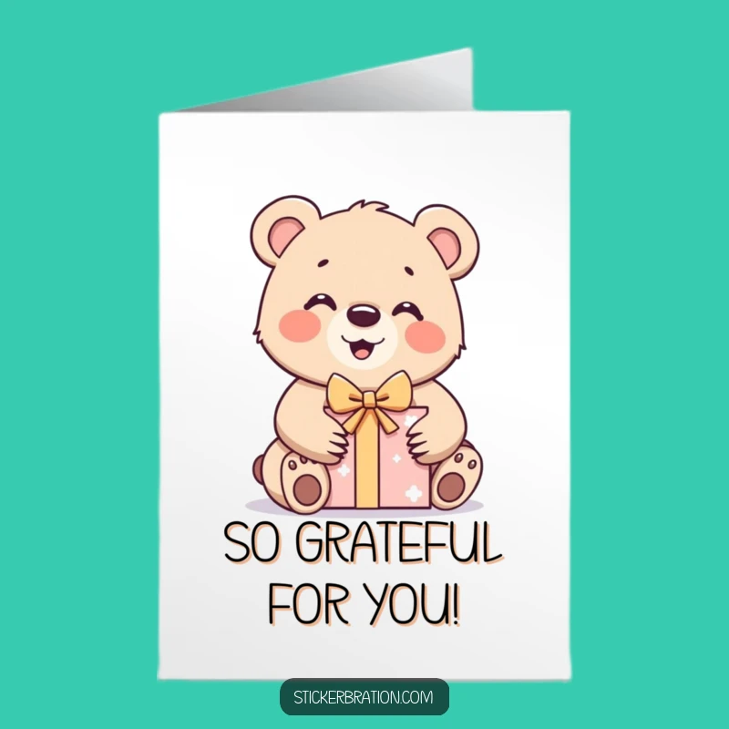 Free Printable Thank You Card: Bear Cub's Gift Gratitude, Funny Downloadable, DIY Appreciation