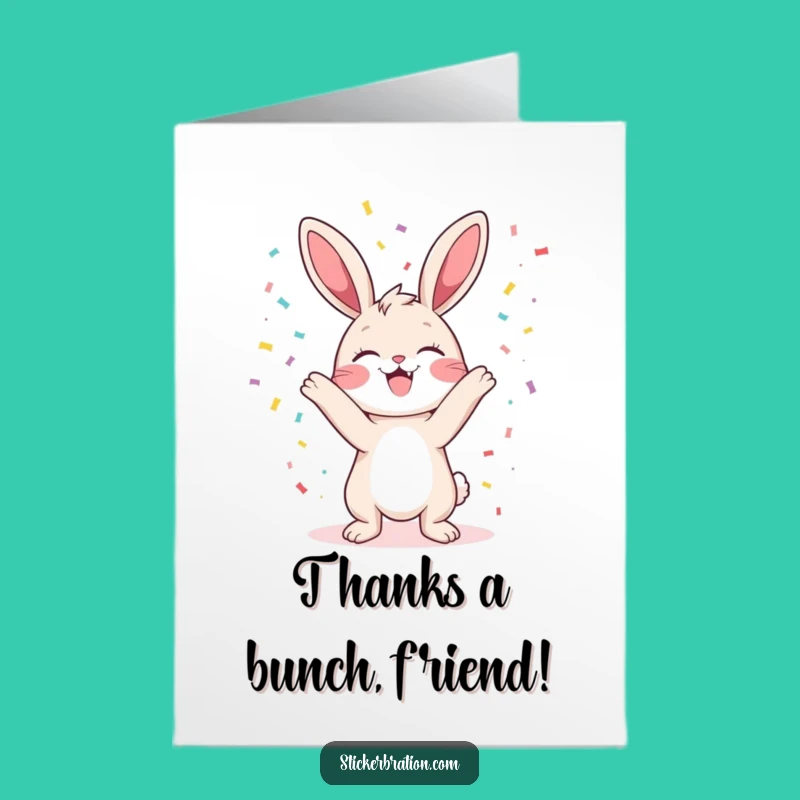 Free Printable Thank You Card: Bunny's Confetti Gratitude, Funny Downloadable Gift, DIY Thanks