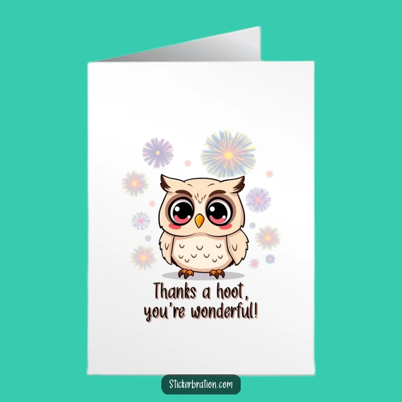 Free Printable Thank You Card: Owl Firework Appreciation, Funny Gratitude