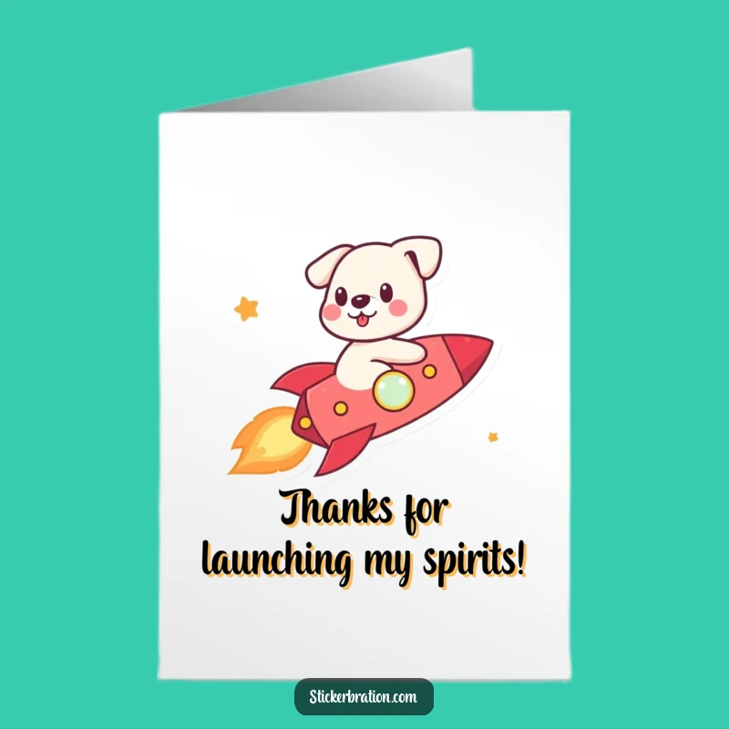 Free Printable Dog Rocket Thank You Card: Funny Downloadable Gratitude Voyage!