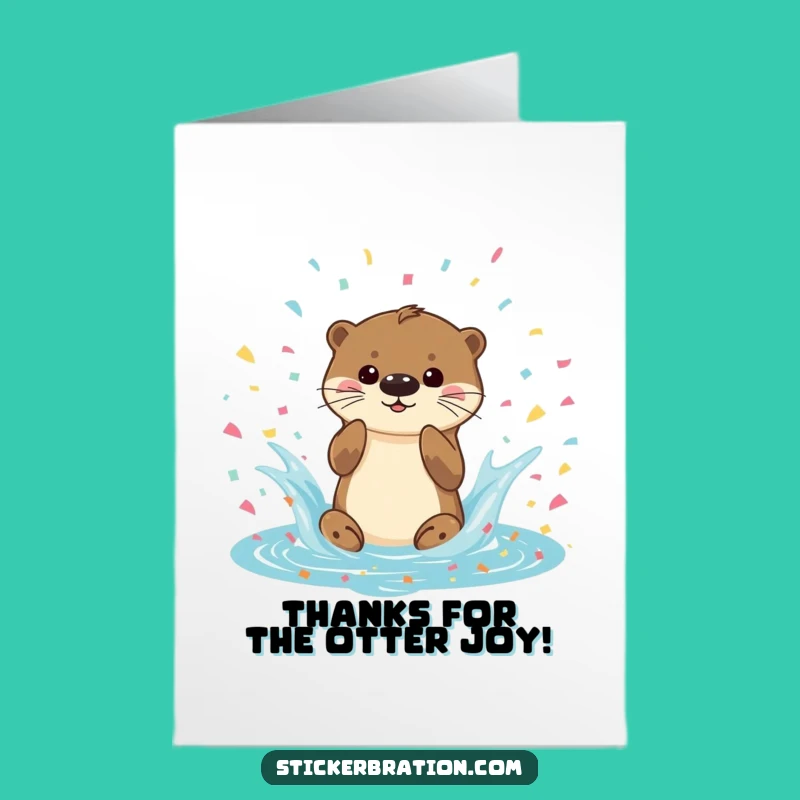 Splashy Otter Thank You: Free Printable Card for a Funny Downloadable Gift