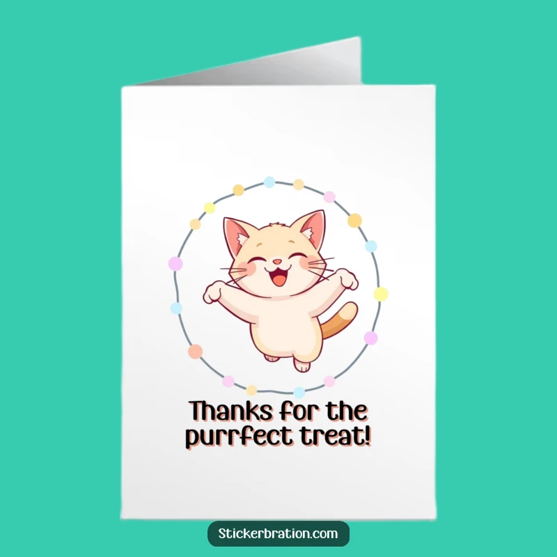 Free Printable Thank You Card: Grateful Cat Hoop Jump, Sweet Downloadable Gift
