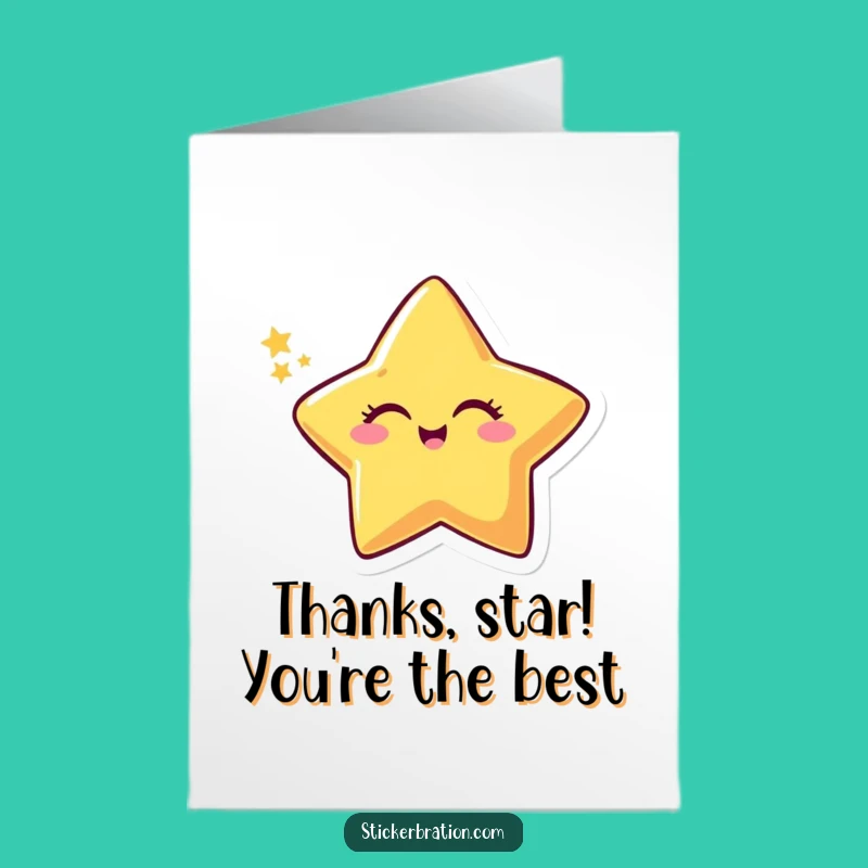Free Printable Funny Thank You Card: Winking Star Sparkle! Downloadable Gift.