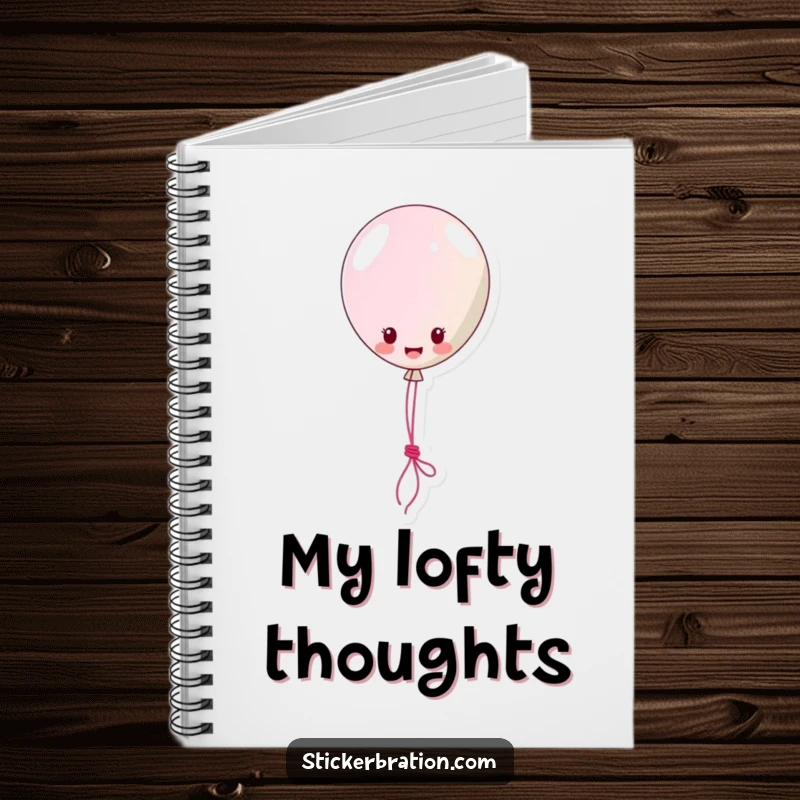 Funny Notebook: A charming balloon sticker character joyfully floats, lassoing a string, ready to capture all your brilliant ideas.