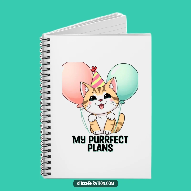Funny Party Cat Notebook - Jot Down Ideas with Festive Character Art