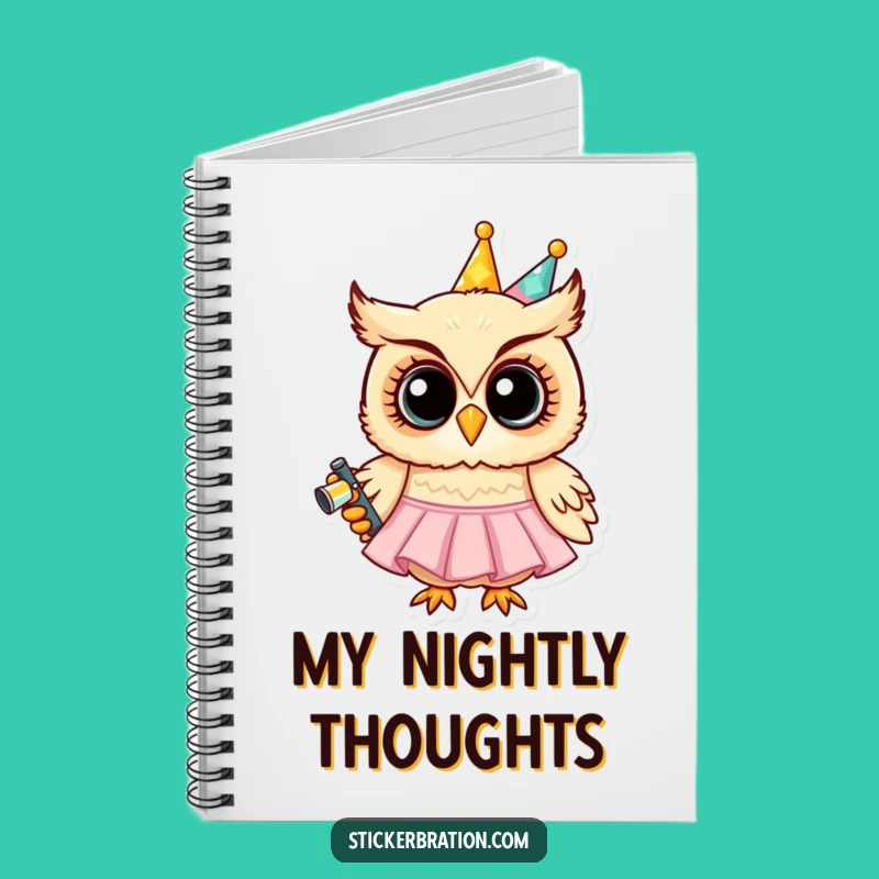 Funny Party Owl Notebook - Jot Down Ideas with Whimsical Character Art