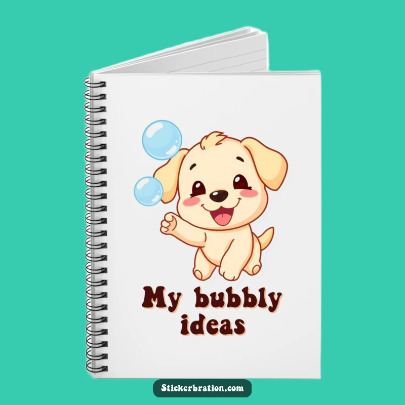 Funny Puppy Chasing Bubbles Notebook - Playful Dog Lover Journal