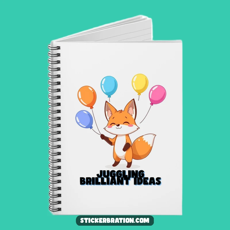 Funny Fox Balloon Juggling Notebook: Jot Down Ideas with Playful Flair