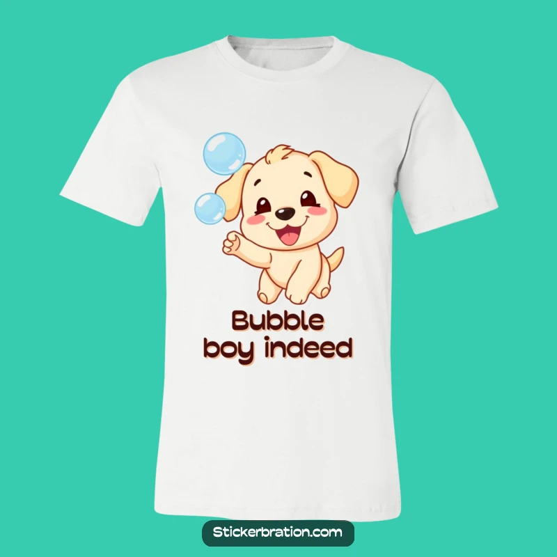 Funny Puppy Chasing Bubbles T-Shirt - Playful Dog Lover Tee