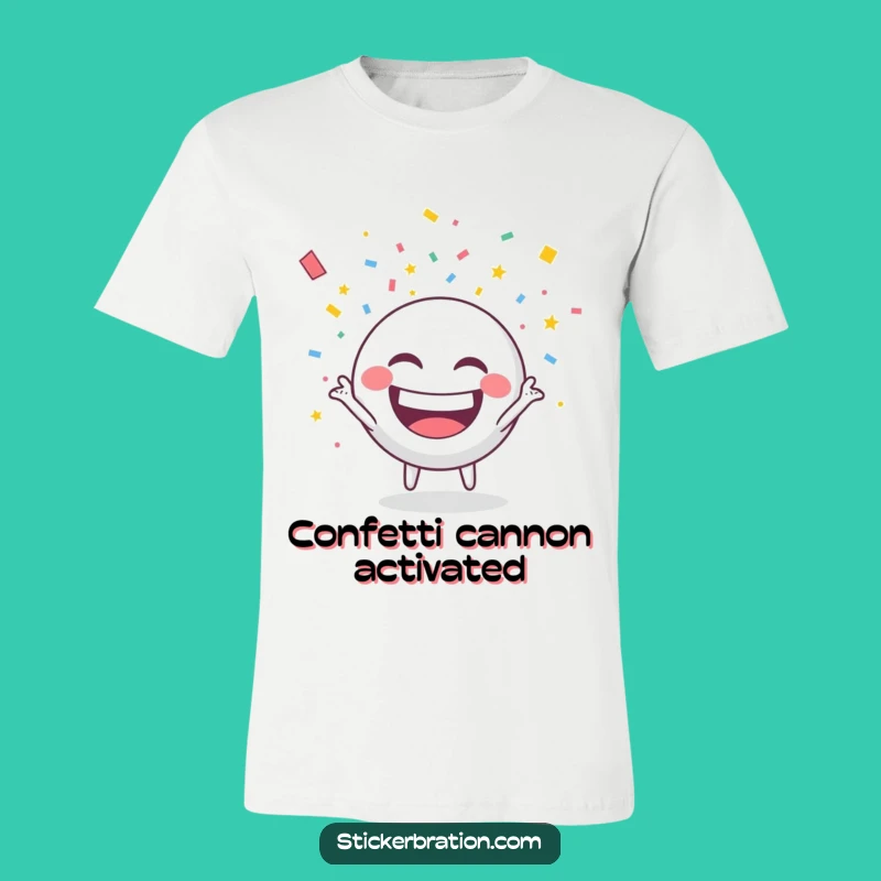 Funny Confetti Party T-Shirt: Joyful Round Character Tee for Fun Times