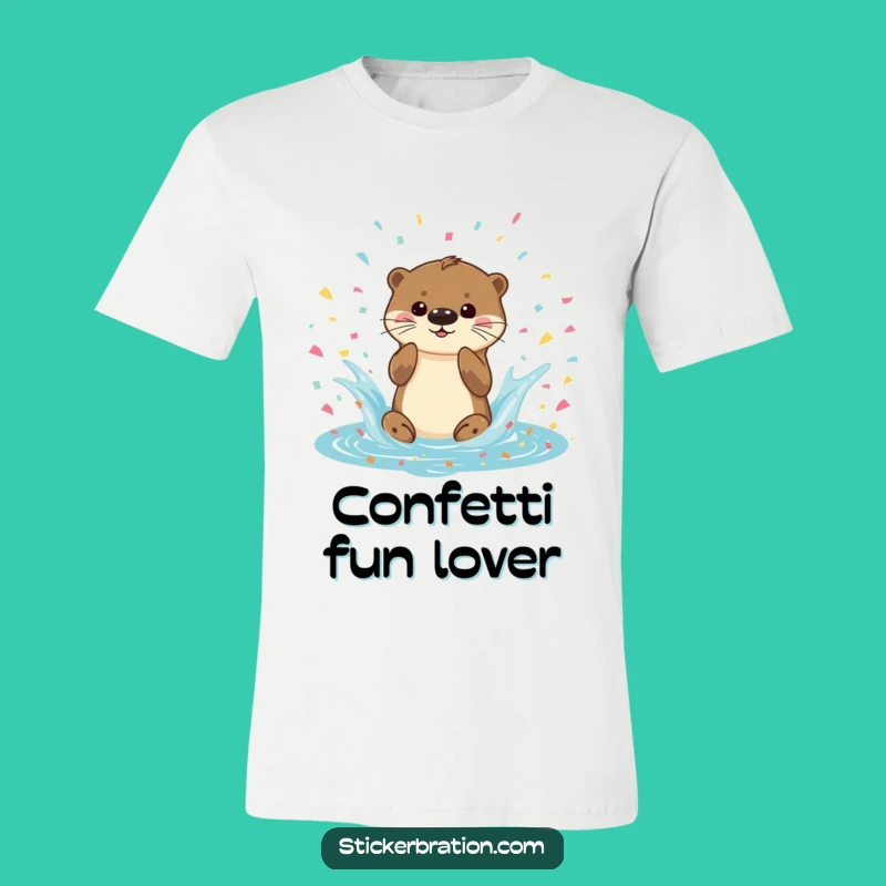 Funny Otter Splash T-Shirt - Playful Confetti Fun Tee, Perfect Funny Gift!