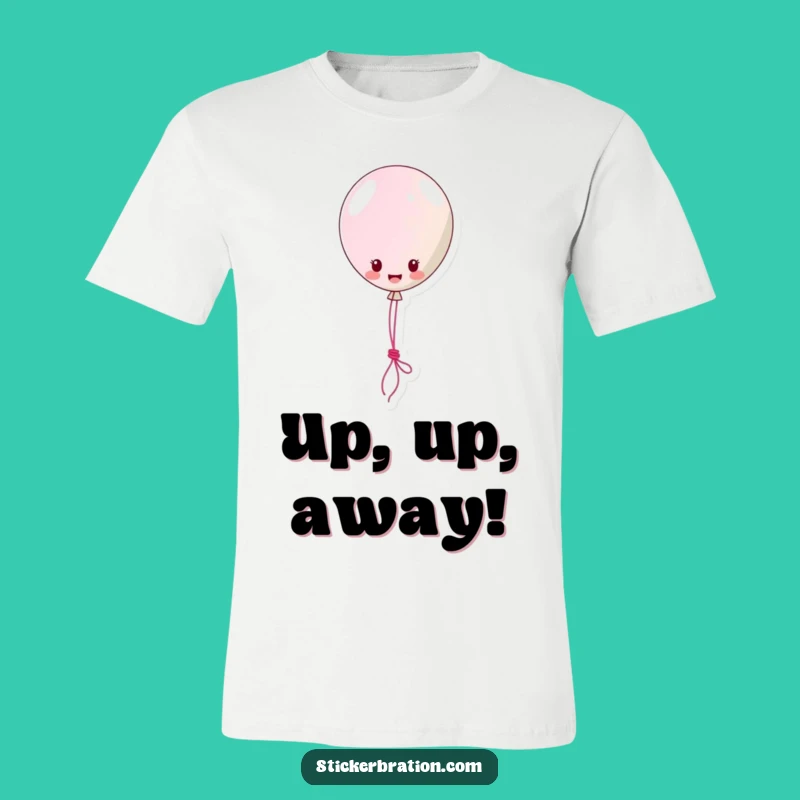 Funny Balloon Sticker T-Shirt: Happy Floating Character Lassoing Fun, Perfect Humorous Apparel Gift