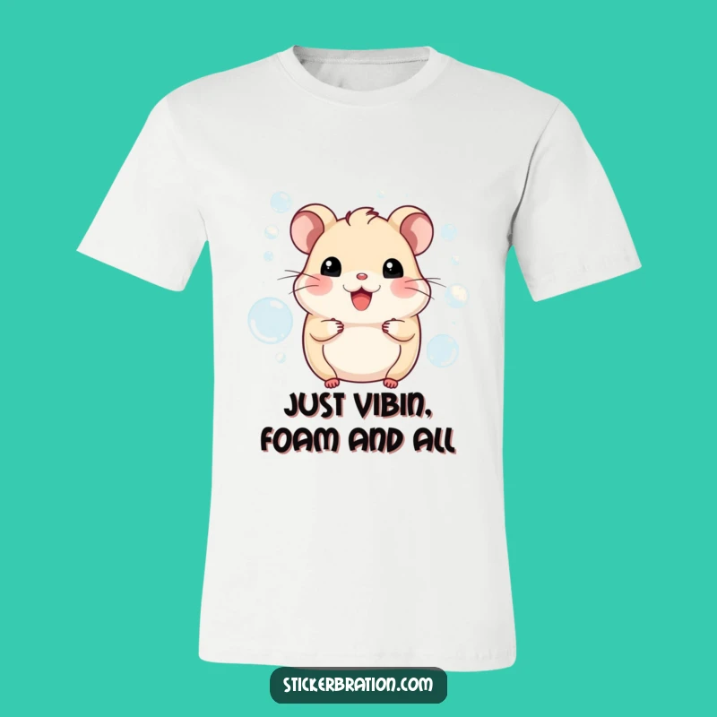 Funny Hamster Bubbles T-Shirt: Wear Your Joyful Character Design for a Happy Vibe