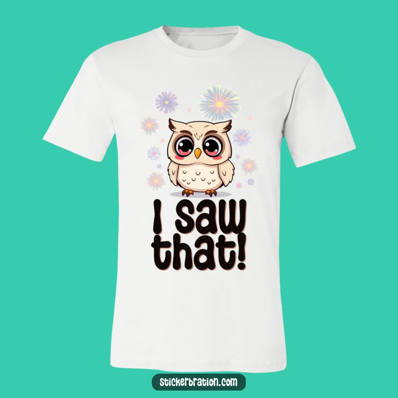 Funny Owl Firework T-Shirt: Surprised Character Tee, Hilarious Gift!