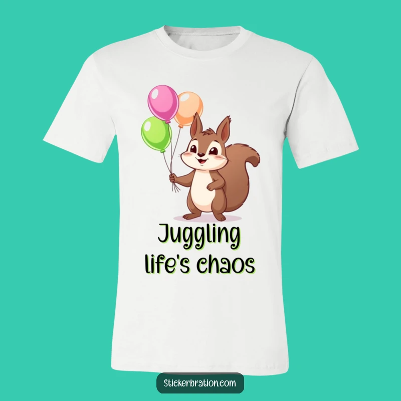 Funny Squirrel Balloon T-Shirt: Mischievous Character Tee, Hilarious Gift!