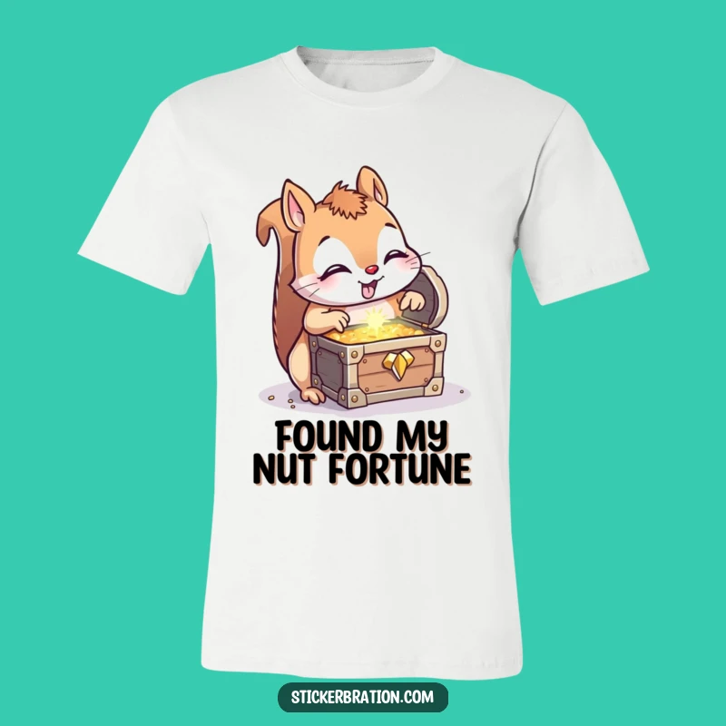 Funny Squirrel Treasure T-Shirt - Adorable Critter Discovering Loot, Great Gift!
