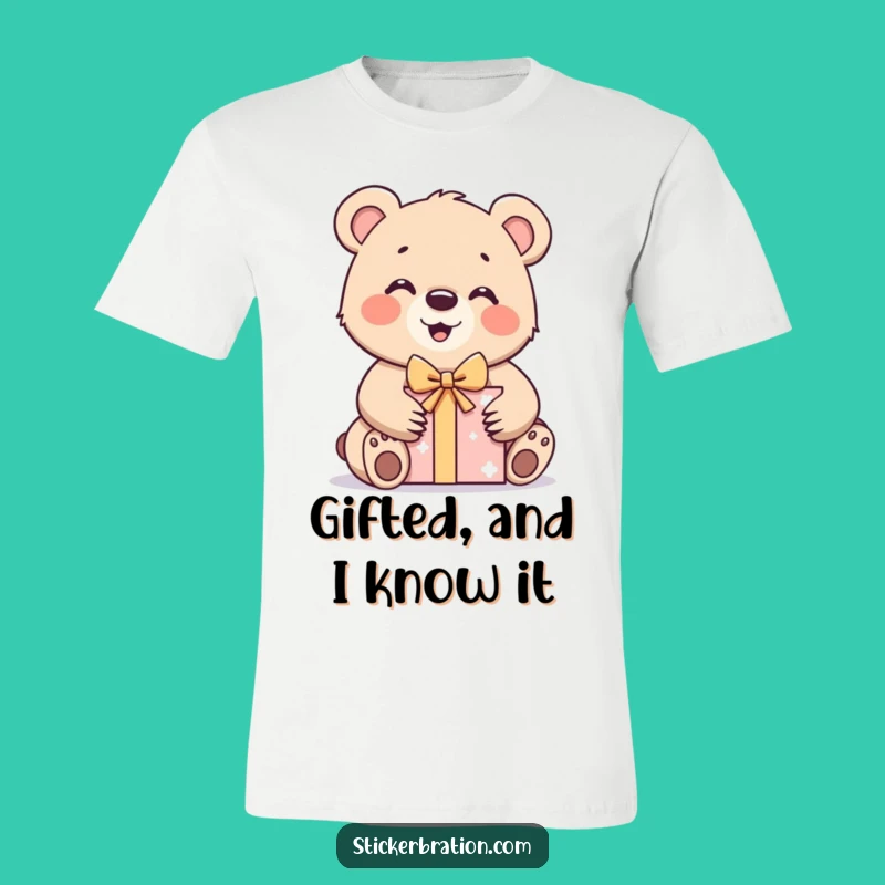 Funny Bear Cub Gift T-Shirt: Wear the Excitement of Present Opening