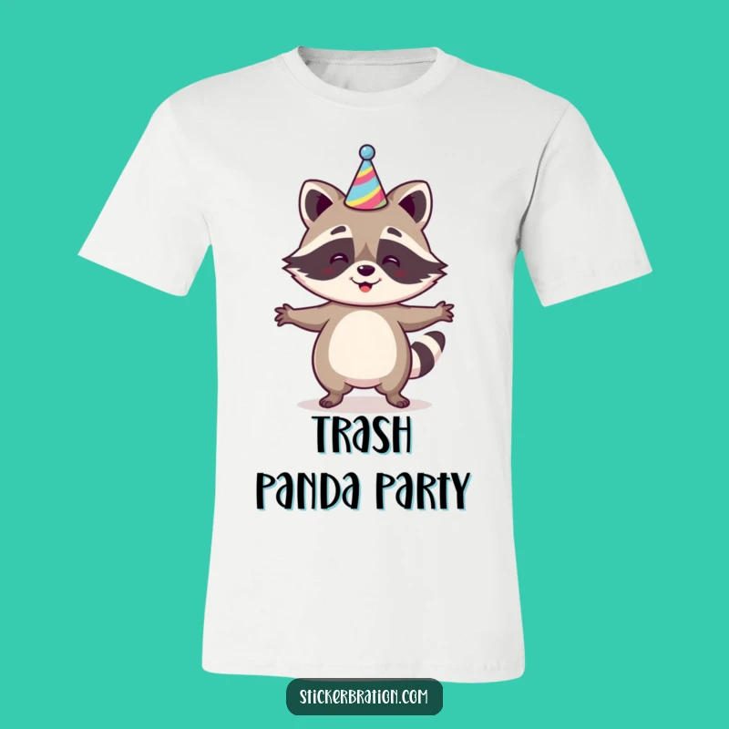 Funny Raccoon Jig T-Shirt - Celebrate in Style with Party Hat Tee, Perfect Funny Gift!