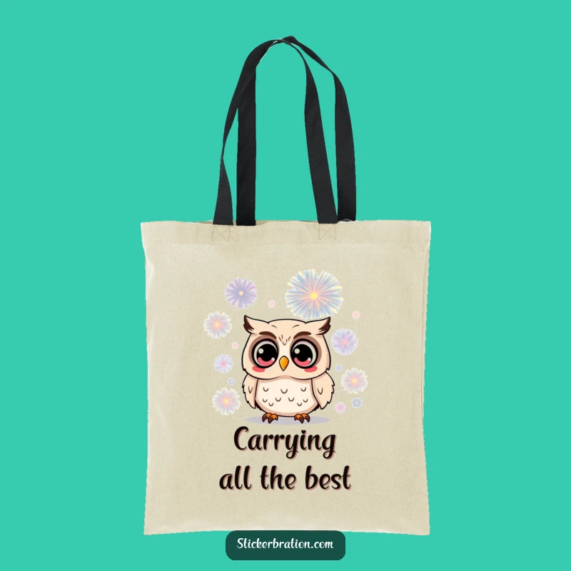 Funny Owl Firework Tote Bag: Surprised Character Accessory, Hilarious Gift!