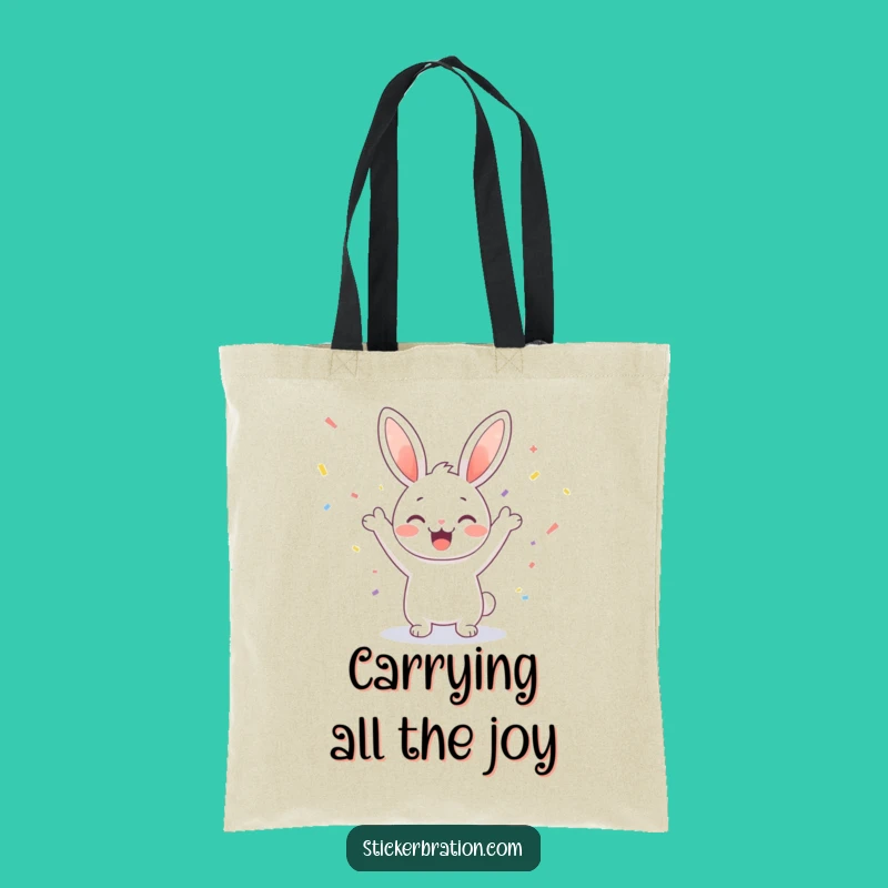 Funny Bunny Cheering Tote Bag: Stylish Confetti Party Bag for Everyday Fun