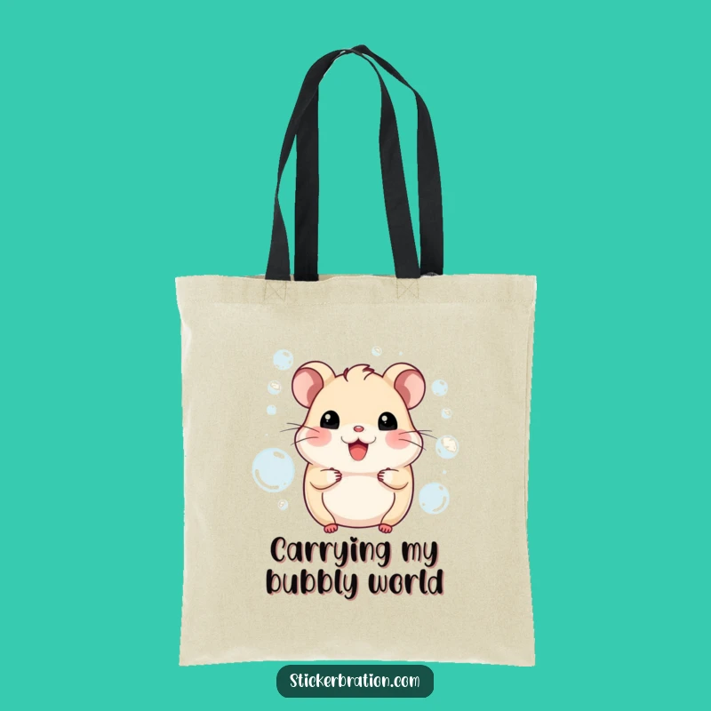 Funny Hamster Bubbles Tote Bag: Carry Your Essentials in This Joyful Character Design