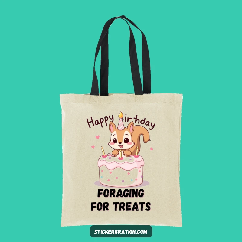 Funny Squirrel Cake Tote Bag: Stylish Mischievous Birthday Bag for Shoppers