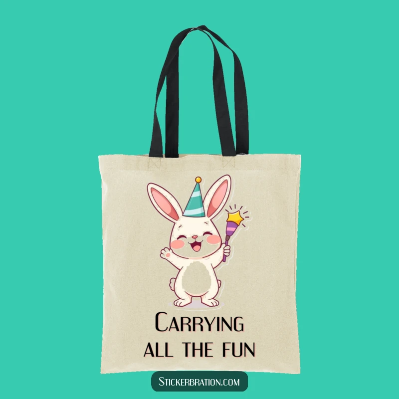 Funny Bunny Party Tote Bag: Cheerful Character Accessory, Hilarious Gift!