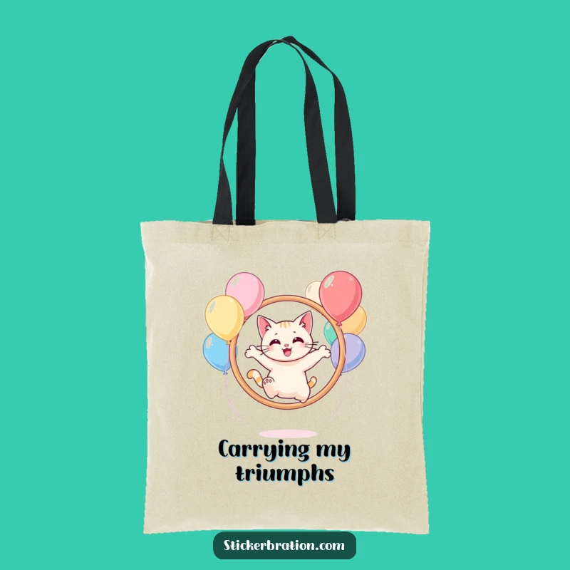 Funny Cat Balloon Hoop Tote Bag: Carry Your Fun, Your Playful Companion!