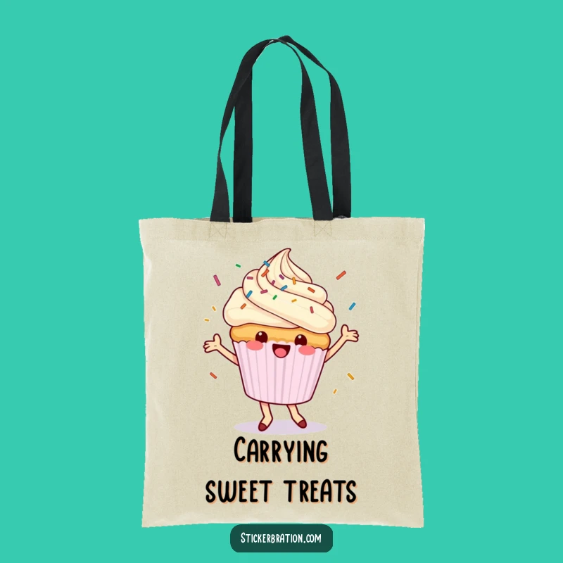 Funny Dancing Cupcake Tote Bag: Carry Your Sweetness Everywhere