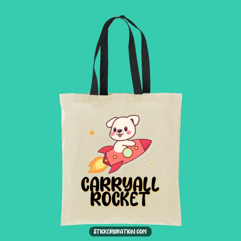 Funny Dog Rocket Tote Bag: Carry Your Adventures with This Cute Character
