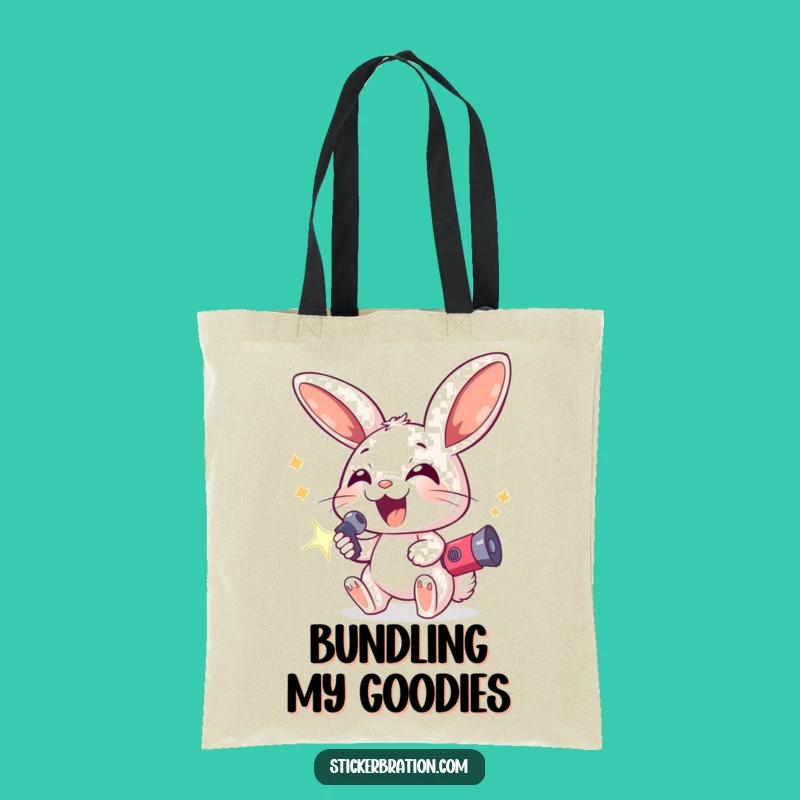 Funny Excited Bunny Tote Bag - Carry Your Fun with Festive Character Art