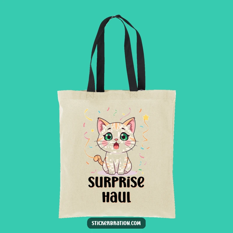 Funny Surprised Cat Tote Bag: Carry Your Surprise with This Streamer Character