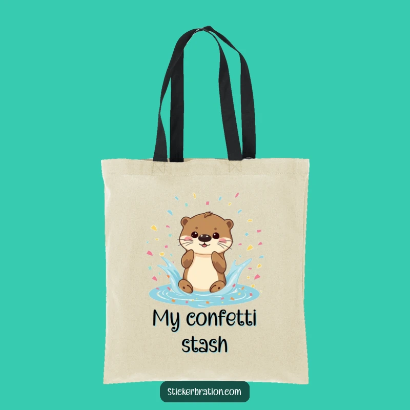 Funny Otter Splash Tote Bag - Playful Confetti Accessory, Perfect Funny Gift!